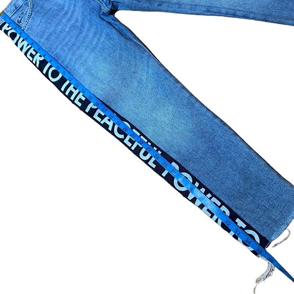 Topshop MOTO Jeans Women Size 26 Blue Frill Hem Power To The Peaceful Light Wash - Picture 4 of 8